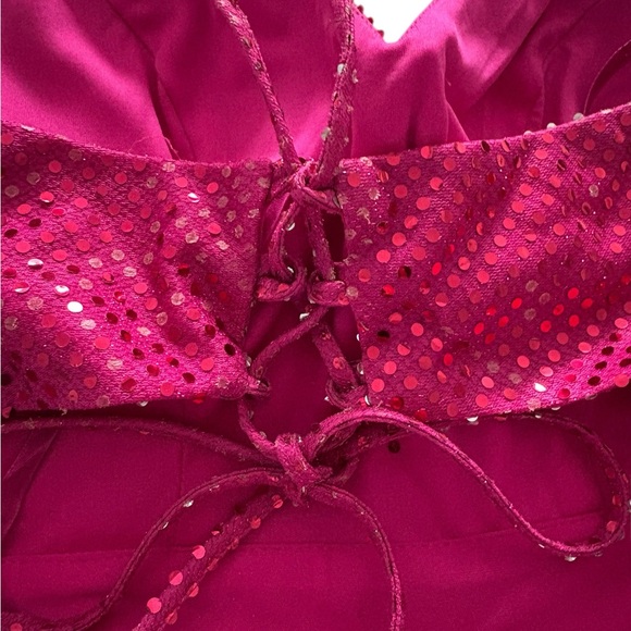 City Studio Fuchsia Sequin Layered Dress - Picture 9 of 10